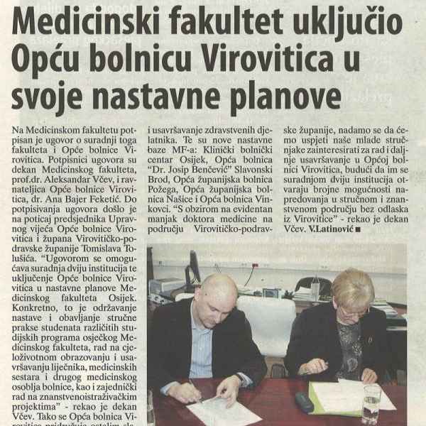 Potpisivanje sporazuma Medicinskog fakulteta Osijek i Zavoda za javno zdravstvo Brodsko - posavske županije